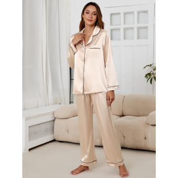 Luxurious HDLTE 2 Piece Silk Pajama Set for Women