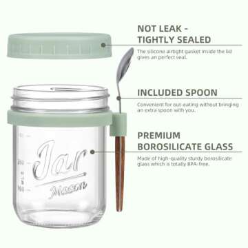 LANDNEOO Overnight Oats Jars Set - 6 Pack Glass Containers