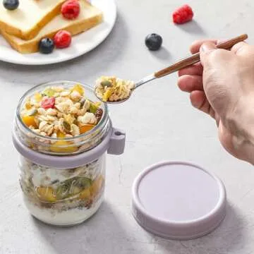 LANDNEOO Overnight Oats Jars Set - 6 Pack Glass Containers