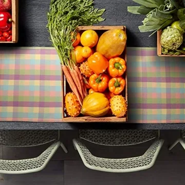 Urban Villa Easter Table Runner Easter Collection 100% Cotton Fused Table Runner Easter Special Over Sized 14" x72'' Inches Easter Colors Buffalo Check Table Runner Heavier Quality Table Runner