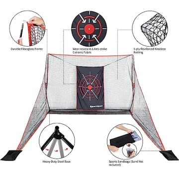 Spectent Golf Practice Net Heavy Duty 10x7ft with Accessories