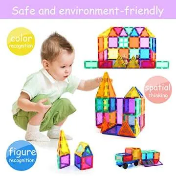 Children Hub 60pcs Magnetic Tiles Set - 3D Magnet Building Blocks - Premium Quality Educational Toys for Your Kids - Upgraded Version with Strong Magnets - Creativity, Imagination, Inspiration