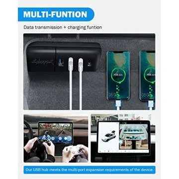 Shademax Glove Box USB Hub Tesla Model Y / 3 4-in-1 USB Hub Glove Box Dash Cam Flash Drive Docking Station for 2021 2022 2023 2024 2025 Tesla Model Y Model 3 Accessories (Left Hand Driving)