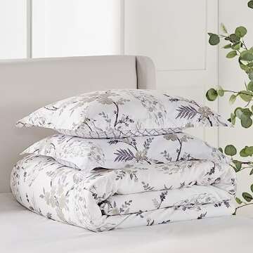 Levtex Home - Pisa Duvet Cover Set - King Duvet Cover + Two King Pillow Cases - Floral Contemporary Peacock - Grey and Taupe - Duvet Cover (106 x 94in.) and Pillow Case (36 x 20in.) - Cotton