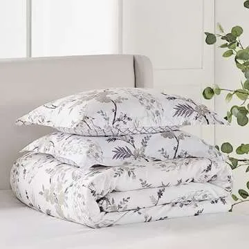 Levtex Home - Pisa Duvet Cover Set - King Duvet Cover + Two King Pillow Cases - Floral Contemporary Peacock - Grey and Taupe - Duvet Cover (106 x 94in.) and Pillow Case (36 x 20in.) - Cotton