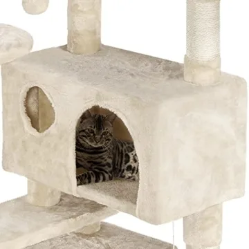 Yaheetech Cat Tree Tower - 62in, Beige, Durable Design