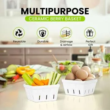 Zen People Ceramic Berry Basket Set | Reusable Porcelain Baskets