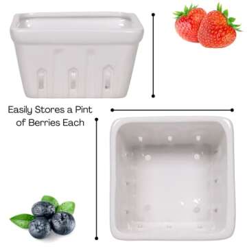 Zen People Ceramic Berry Basket Set | Reusable Porcelain Baskets