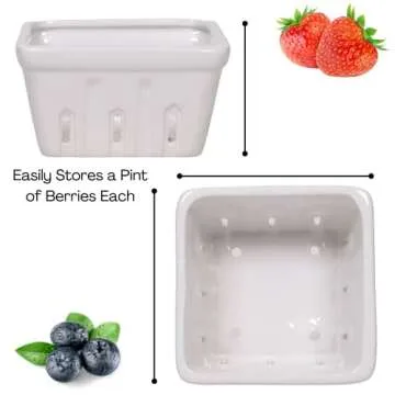 Zen People Ceramic Berry Basket Set | Reusable Porcelain Baskets