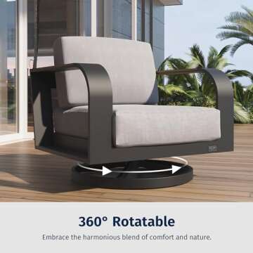 EAST OAK Signature 3 Pieces Patio Furniture Set, Aluminum Outdoor Furniture, Deep Seating Outdoor Pa...