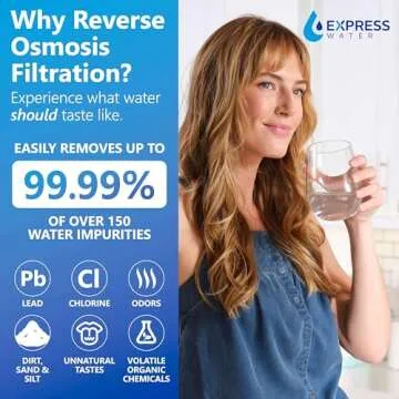 Express Water 600 GPD Tankless Reverse Osmosis System - 2:1 Pure to Drain Reverse Osmosis Water Filter System, Easy Install, Quick Twist Filters RO Water System - RO System Under Sink, Brushed Nickel