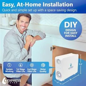 Express Water 600 GPD Tankless Reverse Osmosis System - 2:1 Pure to Drain Reverse Osmosis Water Filter System, Easy Install, Quick Twist Filters RO Water System - RO System Under Sink, Brushed Nickel