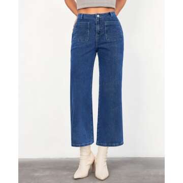 LookbookStore Women's Wide Leg Jeans Dark Wash Jeans Women Womens Jeans Size 10 Dark Jeans for Women...