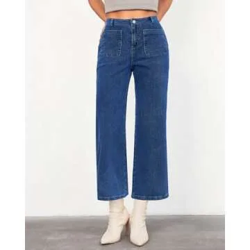 LookbookStore Women's Wide Leg Jeans Dark Wash Jeans Women Womens Jeans Size 10 Dark Jeans for Women...