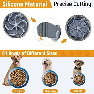 Slow Feeder Dog Bowls Insert,Cuttable Dog Slow Feeder with 36 Suction Cups,Cuttable Slow Feeder Insert for Suitable Most Dog Bowl or Dog Dish