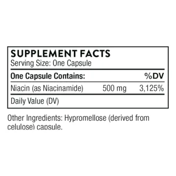 THORNE Niacinamide 500mg - Non-Flushing Vitamin B3 Capsules
