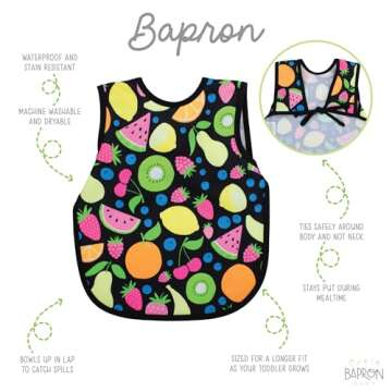 BapronBaby Neon Fruit Monster Bapron - No Neck Tie Bib for Baby & Toddler - Soft, Waterproof, Stain ...