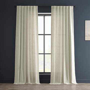 HPD Half Price Drapes Premium Heavy Faux Linen Curtains for Living Room, 50W x 96L, Light Filtering ...