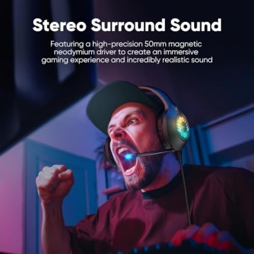 OLANRUN Gaming Headset for PS4 Xbox PC with RGB Lights