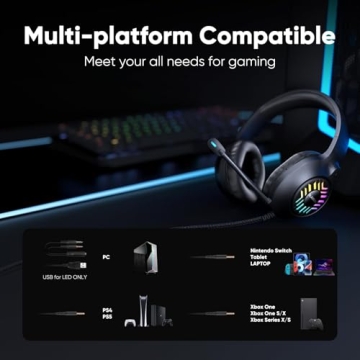 OLANRUN Gaming Headset for PS4 Xbox PC with RGB Lights
