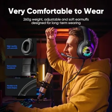 OLANRUN Gaming Headset for PS4 Xbox PC with RGB Lights