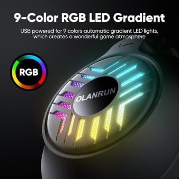 OLANRUN Gaming Headset for PS4 Xbox PC with RGB Lights