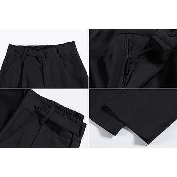 Betusline Women's Elegant Wide Leg Dress Pants in Black