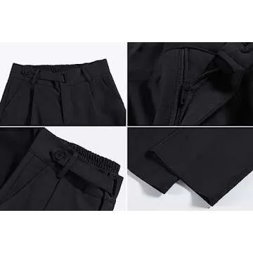 Betusline Women's Elegant Wide Leg Dress Pants in Black