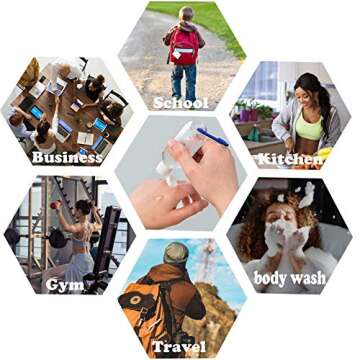 XITENBAO Travel Bottles with Keychain, 2oz/50ml Portable Plastic Travel Bottles - Leakproof Squeeze Bottles with Flip Cap - Empty Refillable Containers for Conditioner Body Wash Liquid etc