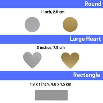 50 Pack, 3" Heart Scratch Off Stickers Labels - Gold