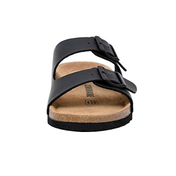 CUSHIONAIRE Women's Lane Cork Footbed Sandal With +Comfort,Black Nappa,9