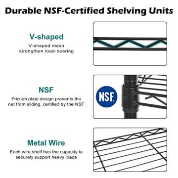 WDT NSF Certified Storage Shelves on Wheels, Heavy Duty Metal Shelves for Storage with Adjustable Stand, 6-Tier Wire Shelving Unit for Garage Pantry Kitchen Shelf Rack, 47" D x 17" W x 80" H