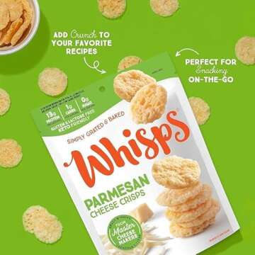 Whisps Cheese Crisps Parmesan Cheese | Protein Chips | Healthy Snacks | Protein Snacks, Gluten Free, High Protein, Low Carb Keto Food (2.12 Oz, 3 Pack)