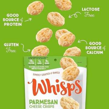 Whisps Cheese Crisps Parmesan Cheese | Protein Chips | Healthy Snacks | Protein Snacks, Gluten Free, High Protein, Low Carb Keto Food (2.12 Oz, 3 Pack)