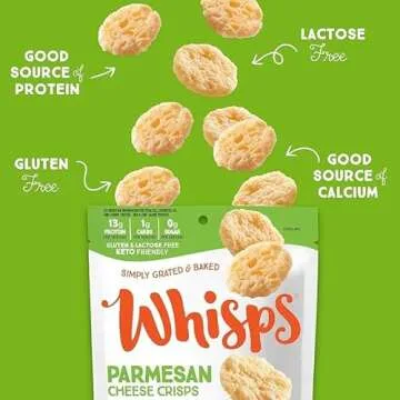 Whisps Cheese Crisps Parmesan Cheese | Protein Chips | Healthy Snacks | Protein Snacks, Gluten Free, High Protein, Low Carb Keto Food (2.12 Oz, 3 Pack)
