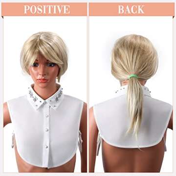 SATINIOR Women's Fake Collar Detachable Dickey Collar Faux False Collar Polka Dots Half Shirts Blouse for Women Girls (Black White with Rhinestone, 6 Pieces)