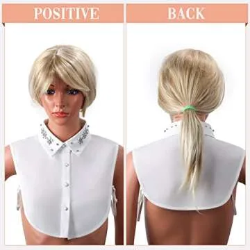 SATINIOR Women's Fake Collar Detachable Dickey Collar Faux False Collar Polka Dots Half Shirts Blouse for Women Girls (Black White with Rhinestone, 6 Pieces)