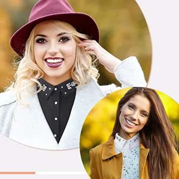 SATINIOR Women's Fake Collar Detachable Dickey Collar Faux False Collar Polka Dots Half Shirts Blouse for Women Girls (Black White with Rhinestone, 6 Pieces)