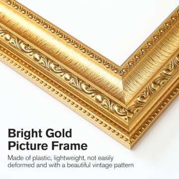 Splinterix 11x14 Gold Picture Frame, Photo Frame for Wall or Tabletop Display, 2 Pack Ornate Vintage Picture Frames with Real Glass, Display Poster 8x10 with Mat or 11x14 without Mat for Antique Déco