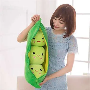 Giant Peas in A Pod Plush Toy - Cute Plush Pea Pillow