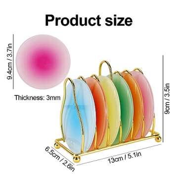 Acrylic Coaster, 6 Pcs Drink Coasters Colorful Acrylic Coaster Set Cute Coasters Round Heat Resistan...