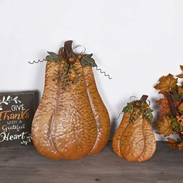 YK Decor Metal Pumpkin for Fall Halloween Thanksgiving