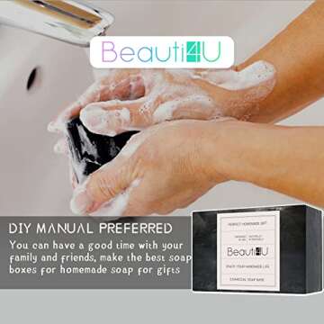 BEAUTI4U 2LB Soap Base - Charcoal Soap Making Supplies with Soap Making Kit - Melt and Pour Soap Base - Melt and Pour Soap Kit - Organic Soap Base for Soap Making (Original)