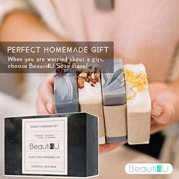 BEAUTI4U 2LB Soap Base - Charcoal Soap Making Supplies with Soap Making Kit - Melt and Pour Soap Base - Melt and Pour Soap Kit - Organic Soap Base for Soap Making (Original)