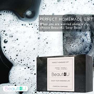 BEAUTI4U 2LB Soap Base - Charcoal Soap Making Supplies with Soap Making Kit - Melt and Pour Soap Base - Melt and Pour Soap Kit - Organic Soap Base for Soap Making (Original)