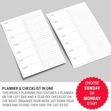 321Done Weekly Plan with Checklist Notepad – 50 Sheets (5.5x8.5) Small – Made in USA - Two Column, Minimalist To-Do Planning Memo Pad, Simple Planner Schedule Inserts Monday Start