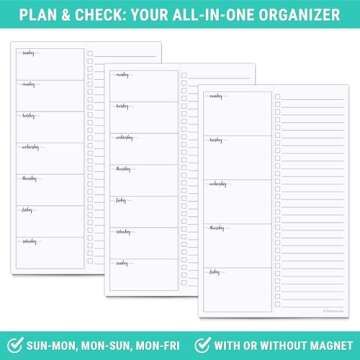 321Done Weekly Plan with Checklist Notepad – 50 Sheets (5.5x8.5) Small – Made in USA - Two Column, Minimalist To-Do Planning Memo Pad, Simple Planner Schedule Inserts Monday Start