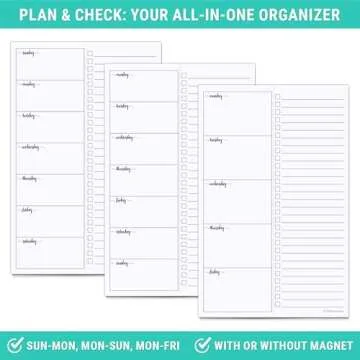 321Done Weekly Plan with Checklist Notepad – 50 Sheets (5.5x8.5) Small – Made in USA - Two Column, Minimalist To-Do Planning Memo Pad, Simple Planner Schedule Inserts Monday Start