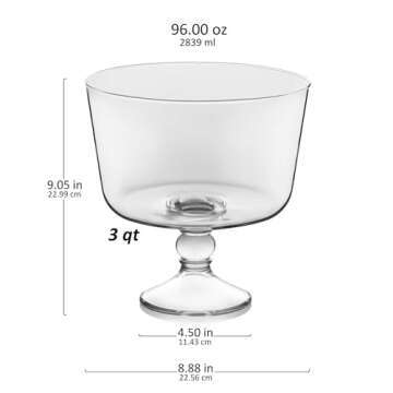 Libbey, 1-piece Set Selene Footed Glass Trifle Bowl, 9-inch, 96 oz, Clear