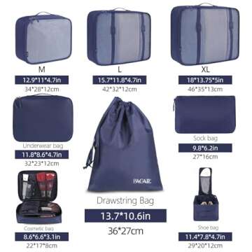 BAGAIL 8 Set Packing Cubes: Travel Organizers for All Occasions